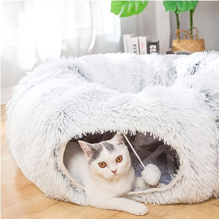 Winter-Katzennest mit Warmem Plüsch